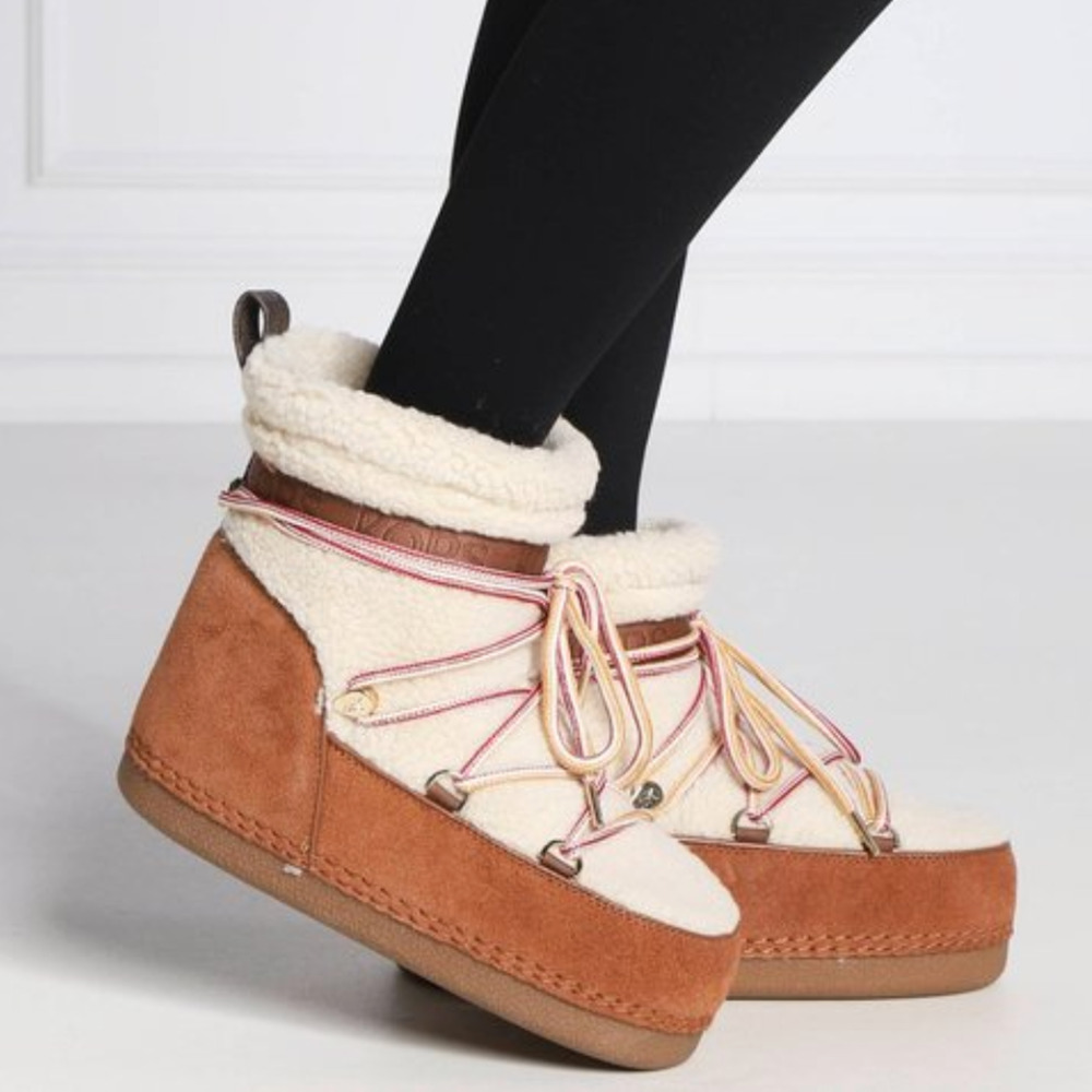 NEW MICHAEL KORS BROWN ZELDA SHERPA SUEDE SNOW LACE UP BOOTS SZ 6